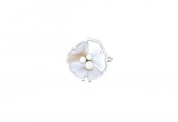 VEVER - SILVER & MOTHER OF PEARL GINGKO RING - Ref.: BJGR0046SI00 - Image 2