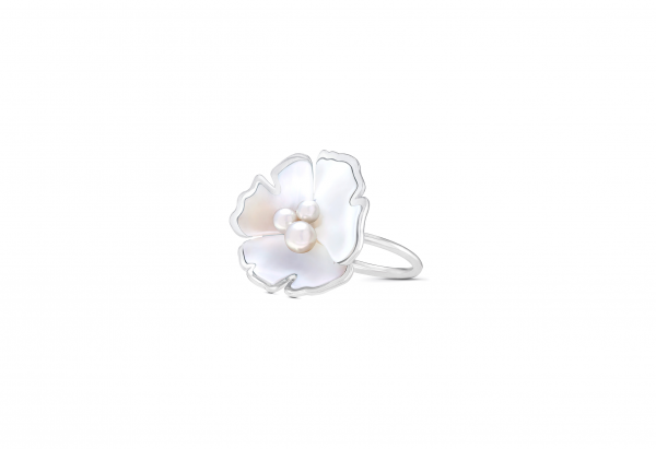 VEVER - SILVER & MOTHER OF PEARL GINGKO RING - Ref.: BJGR0046SI00