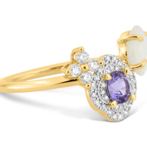 MORGANNE BELLO - Anillo Bouquet, Tanzanita, Madre Perla y Diamantes - Talla: 52