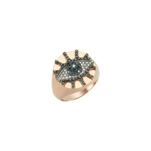 Bee Goddess - Anillo EYE LIGHT 18K GOLD DIAMOND PINKY RING - Talla: 52