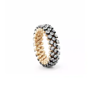 Serafino Consoli - Anillo Brevetto Full 3 filas Talla diamante 2 - Ref.: RMS RF2 RBG WD