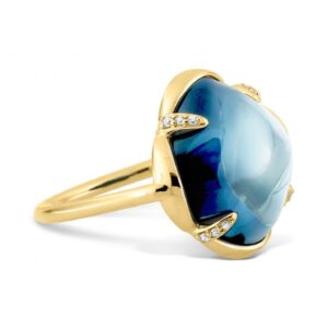 MORGANNE BELLO - Anillo Songe, Topacio Azul de Londres & Diamantes - Talla: 52