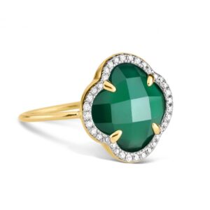 MORGANNE BELLO - Anillo Victoria, Ágata Verde y Diamantes - Talla: 53