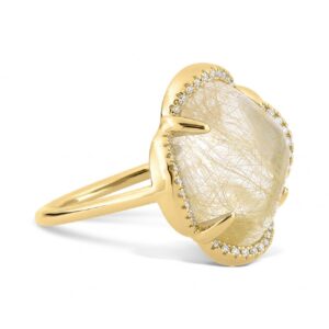 MORGANNE BELLO - Anillo Songe, Cuarzo Rutilado y Diamantes - Talla: 53