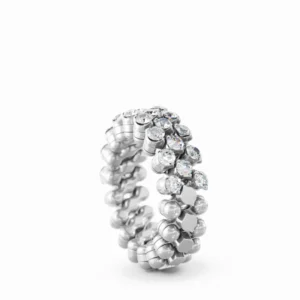 Serafino Consoli - Anillo Brevetto Half 3 filas Talla diamante 4 - Ref.: RMS 3H4 WG WD