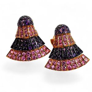 De Grisogono - Pendientes Ventaglio Classic, Oro Rosa, Zafiro Rosa y Amatista