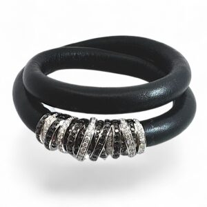 De Grisogono - Pulsera Allegra, Oro Blanco y Diamantes Blancos y Negros - Talla: M