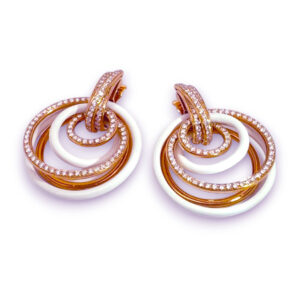 De Grisogono - Pendientes Allegra Oro Rosa, Diamantes y Cerámica Blanca