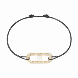 dinh van - Pulsera de cordón Maillon Perle pavé