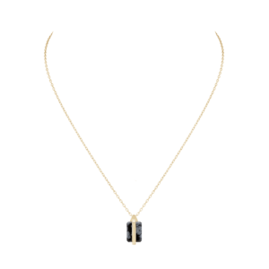 BAUROCHER - Colgante de Oro Amarillo y Obsidiana de nieve