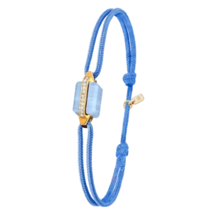 BAUROCHER - Pulsera de oro amarillo, diamantes y calcedonia azul