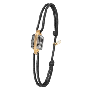 BAUROCHER - Pulsera de oro amarillo y obsidiana de nieve