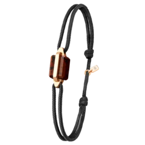 BAUROCHER - Pulsera de obsidiana caoba y oro rosa