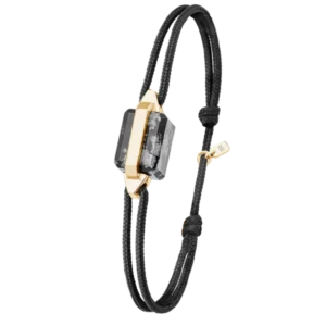 BAUROCHER - Pulsera XL en oro amarillo y obsidiana de nieve